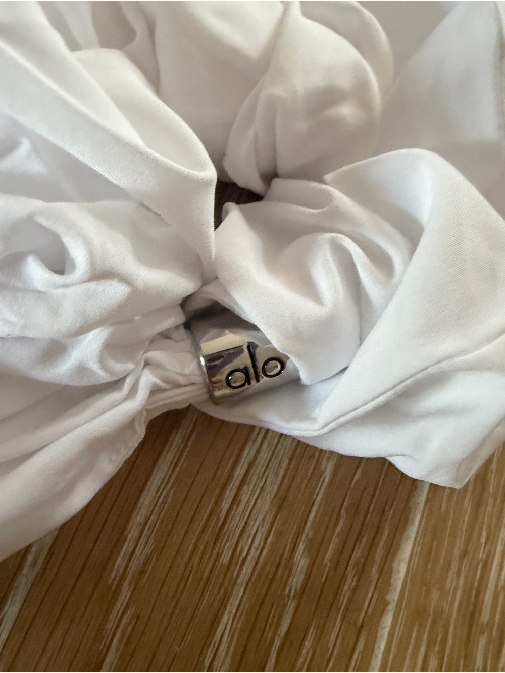 ALO Yoga White Satin Hair Scrunchie